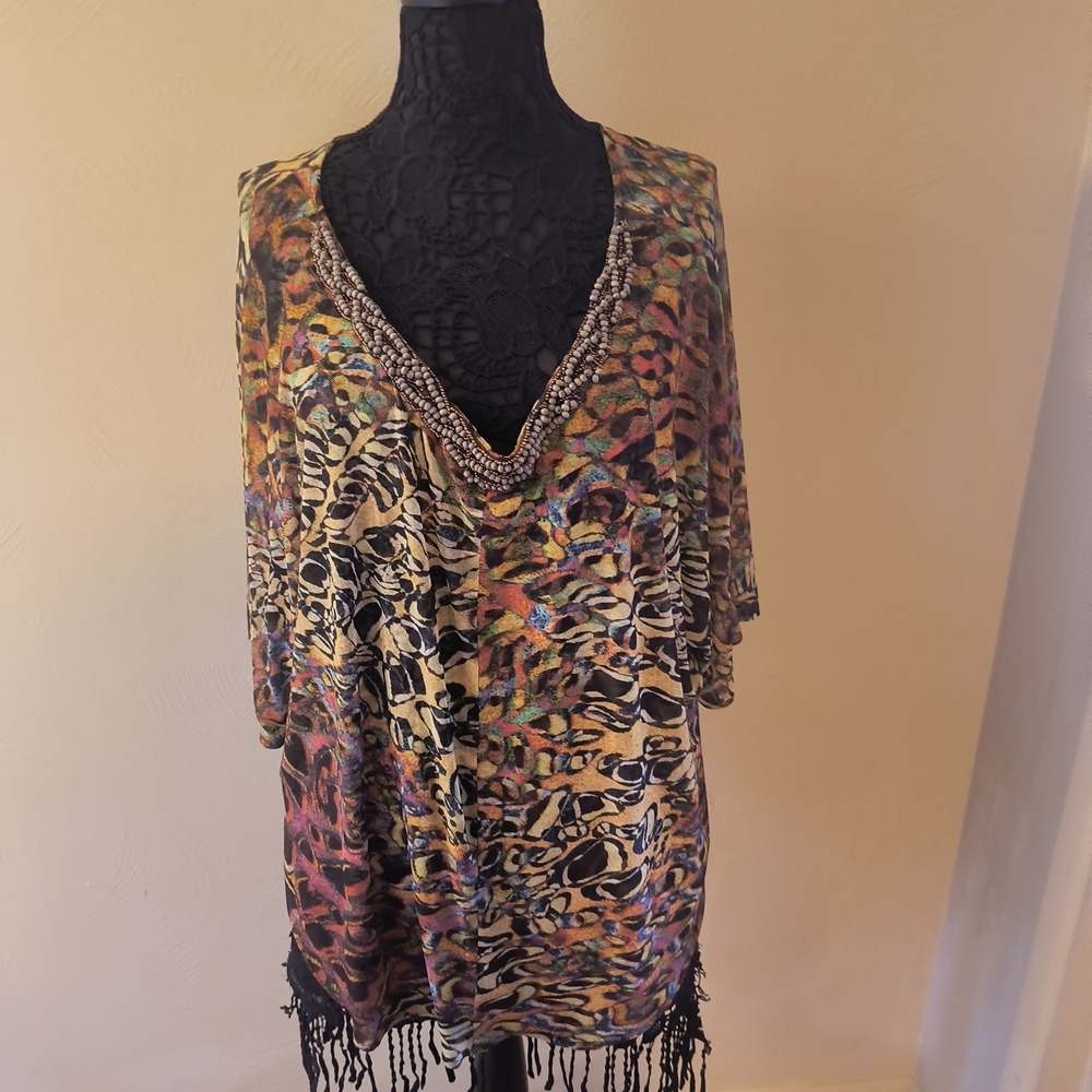 Alberto Makali Colorful Tunic with Beaded Accents